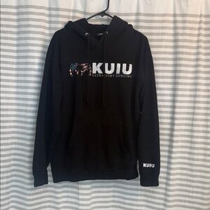 KUIU Black Hoodie with American Flag Logo - Men's Pullover